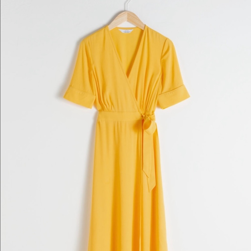 & Other Stories Yellow Wrap Dress Size 8